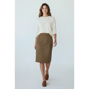 Ann Taylor LOFT Petite Textured Pencil Skirt Brown Yellow Women Size 10P
